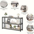 LVB Farmhouse Entryway Table, Metal Wood Console Table for Hallway, Industrial Rustic Sofa Table with 3-Tier Storage Shelf, Modern Entry Table for Foyer Front Home Living Room, Light Grey Oak, 47 inch by CozyNest Decor