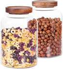 Thicken Glass Storage Jar, Food Storage Container/Canisters with Airtight Wooden Lid for Tea, Coffee, Honey, Cacao Powder,BPA Free Perfect as a Cereal Dispenser (7.6inch 2pcs) by CozyNest Decor