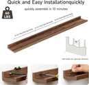 Floating Picture Ledge Shelves for Wall Set of 2, 55 Inches Picture Shelf with Ledge, Nursery Book Shelf for Toys Storage Kids Bookshelf Wall Mounted Living Room Bedroom Decor Frames, Walnut by CozyNest Decor