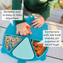 Silicone On-The-Go Snack Mat – Foldable Reusable Placemat with 3 Compartments and Lids – Travel-Friendly Baby and Toddler Snack Plate – Dishwasher Safe (Ocean) by TinyTreasures Baby Boutique