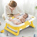 Collapsible Baby Bathtub,Baby Bath Tub with Thermometer & Soft Cushion,Baby Bathtub for Newborn to Toddler 0-36 Months,Portable Travel Baby Tub with No-Slip Feet,Baby Shower Gifts,Yellow by TinyTreasures Baby Boutique
