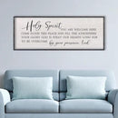 LuZhiQiang Holy Spirit You are Welcome Here Wall Decor 40"X15" Quote Christian Bible Verse Scripture Religious Art Wall Sign (Black) by CozyNest Decor