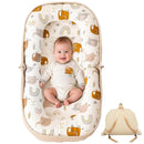 Baby Lounger, Foldable Infant Nest Pillow with Soft Memory Foam Mat, Cover with Adorable Pattern, Converts to Backpack for Easy Travel, 0-12 Months, White by TinyTreasures Baby Boutique