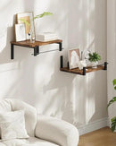 Deep Floating Shelves for Wall, 12 inch Wall Mounted Shelves Set of 2, Wide Floating Shelves for Living Room, Bedroom, Study, Bathroom, Rustic Brown and Black TBJ02P2BF by CozyNest Decor