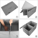 2 Pack Large Storage Boxes with Lids and Handles, Collapsible Linen Storage Bins Organizer Containers Baskets Cube with Removable Divider for Home Bedroom Closet Office (Grey, Large) by TinyTreasures Baby Boutique