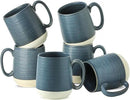 Hasense Coffee Cups, 15 oz Coffee Mugs Ceramic with Handles Set of 6, Tea Cup for Home and Office, Stylish Colorblocking Mug for Coffee, Tea, Latte, Cocoa, Dishwasher Microwave Safe, Deep Blue by CozyNest Decor