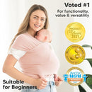 KeaBabies Baby Wrap Carrier - All in 1 Original Baby Carrier Newborn to Toddler Sling, Easy to Wear, Hands Free Bonding, Lightweight, Breathable Infant Wraps (Dusty Pink) by TinyTreasures Baby Boutique