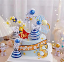Blue Astronaut Statues Set of 3, Outer Space Theme Figurines Planet Nursery Classroom Bedroom Decor Cake Toppers by CozyNest Decor