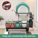 MOUKABAL Dish Drying Rack, 2 Tier Dish Rack, Large Dish Racks for Kitchen Counter, Dish Drainer with Removable Utensil Holder, Drainboard (Grey) by CozyNest Decor