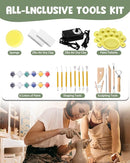 Mini Pottery Wheel Kit - 6" Pottery Wheel for Kids, Teens & Adults Beginners, 2 Lb Air Dry Clay & 18PCS Clay Tools Included, Crafts for Home DIY, Ceramic Work & Art Creatio by TinyTreasures Baby Boutique