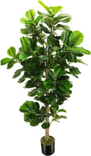 6ft Artificial Fiddle Leaf Fig Tree (72in) with Plastic Nursery Pot Faux Tree, Ficus Lyrata Fake Plant for Office House Farmhouse Living Room Home Decor (Indoor/Outdoor) by CozyNest Decor