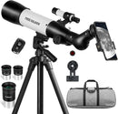 FREE SOLDIER Telescope 70mm Aperture 500mm Refractor Telescope for Adults High Powered - Professional Astronomical Refracting Telescope for Adults Beginners with Phone Adapter and Carry Bag White by TinyTreasures Baby Boutique