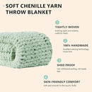 L'AGRATY Chunky Knit Blanket Throw: 60''x80'' Chenille Chunky Knitted Throw Blanket for Bed Couch - Handmade Thick Big Cable Knit Blanket - Large Crochet Rope Blanket for Home Decor(Milky Green) by CozyNest Decor