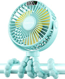 SWEETFULL Portable Stroller Fan with Display 4000mAh Battery Powered Mini Clip On Fan, 4-Speed Rechargeable Small Personal Cooling for Baby Car Seat Crib Travel - Cyan by TinyTreasures Baby Boutique