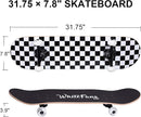 WhiteFang Skateboards for Beginners, Complete Skateboard 31 x 7.88, 7 Layer Canadian Maple Double Kick Concave Standard and Tricks Skateboards for Kids and Beginners by TinyTreasures Baby Boutique