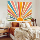 Kanuyee Boho Burning Sun Tapestry Wall Hanging, Retro 70s Abstract Vintage Geometric Rainbow Sunrise Tapestries for Bedroom Living Room Backdrop 60×80 inch by CozyNest Decor