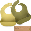 KeaBabies 2-Pack Silicone Baby Bibs for Eating - Sturdy Food-Grade Silicone Bibs for Babies Girl, Boy, Large Food Catcher, Clean & Put On Easily, Waterproof Toddler Feeding Essentials (Olives) by TinyTreasures Baby Boutique