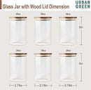 Urban Green Glass Jars with Airtight Lids, Airtight Canisters with Wood Lids, Glass Storage Containers with Bamboo Lid, Food Storage Containers Set (6 Pack of 27oz) by CozyNest Decor