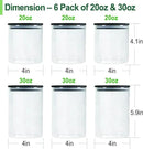 Urban Green Glass Jars with Black Bamboo Lids, Food Storage Containers with Airtight Black Lids, Glass Kitchen Canisters Sets (3 pack of 20oz + 3 pack of 30oz) by CozyNest Decor