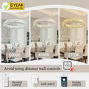 Dia 40" Modern Crystal Chandelier Ring Chandelier Adjustable Height Luxury Crystal Pendant Ceiling Light Fixture for Dining Living Room Bedroom by CozyNest Decor