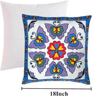 Embroidered Decorative Throw Pillow Cover, 18"x18" Set of 2, Farmhouse Pillowcase Purple Butterfly Knit Pattern Cotton Canvas Cushion Case Square Floral Pillow Case for Sofa Couch Bed Living Room by CozyNest Decor