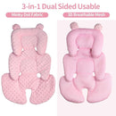 3in1 Reversible Carseat Head Body Support Newborn,3D Minnky Infant Car Seat Insert,Extra Soft Breathable Baby Car Seat Pillow Cushion Boys Girls,fit Stroller,Bouncer,Swing(Pink) by TinyTreasures Baby Boutique