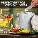 Ice Bucket with Lid, Scoop, Tongs and Strainer - Well Made Insulated Stainless Steel Keep Ice Frozen Longer - Ideal for Cocktail Bar, Parties, Chilling Wine, Champagne - 3 Liter (CarraraMarble) by CozyNest Decor