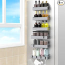 6 Pack Magnetic Spice Rack Organizer for Refrigerator and Oven, Light Gray Fridge Organizers and Storage for Kitchen by CozyNest Decor