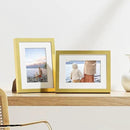 Vittanly 6x8 Picture Frames Set of 9, Shatter Resistant Plexiglass, Display 4x6 Pictures with Mat or 6x8 without Mat, Photo Frames for Wall or Tabletop, Engineered Wood, Gold by CozyNest Decor
