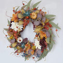 Fall Wreaths for Front Door Outside 24 Inch Autumn Wreath with Pumpkins, Silk Leaves & Purple Flowers Autumn Wreaths for Front Door, Halloween Wreath Decoration, Thanksgiving Decor by CozyNest Decor