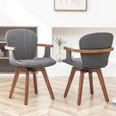 LUNLING Swivel Dining Chairs Set of 4, Mid Century Modern Gray Fabric+Faux Leather Kitchen Chairs with Arms,Bamboo Legs Side Chairs No Wheels,Accent Chair for Dining Rooms and Offices(Gray Fabric) by CozyNest Decor