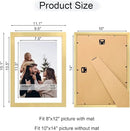 10x14 Picture Frame Set of 4, 10 x 14 Wood Photo Frames with Mat for 8x12 or 30x40cm Diamond Painting Art, Wooden Frame with Real Glass Cover for Wall and Tabletop Display,Gold by CozyNest Decor