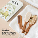 Baby Hair Brush and Comb Set for Newborn - Wooden Baby Hair Brush Set with Soft Goat Bristle, Baby Brush Set for Newborns,Baby Brush and Comb Set Girl, Boy,Toddler Cradle Cap Brush (Oval, Dark Walnut) by TinyTreasures Baby Boutique