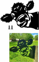 Peeping Cow Metal Art Farm Garden Decor Garden Fence Decoration Outdoor Decoration for Farmhouse,Yard,Lawn by GreenHaven Gardens