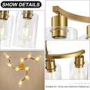 9-Light Gold Glass Chandelier, Adjustable Height Dining Room Light Fixtures Over Table, Contemporary Hanging Chandelier for Kitchen Island Living Room Foyer Office, Clear Glass Shade by CozyNest Decor