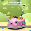 12V Dual Battery Electric Ride on Kids Bumper Car w/Remote Control,360 Degree Spin,Push Rod Rocker Horse Function,3-Speeds Babies & Toddlers Bumping Car Ride on Toy Gift for 1-4 Years Children (Pink) by TinyTreasures Baby Boutique