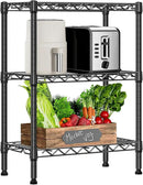 750 lbs 3 Tier Shelf Metal Storage Shelves Wire Rack Closet Organizers with PP Board for Garage Kitchen Bathroom Laundry Black 11.8" D x 21.7" W x 28.6" H by CozyNest Decor