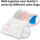 3Pcs Hanging Laundry Bags for Socks with S Hooks, 3 Color Mesh Laundry Bags for Washing Machine by TinyTreasures Baby Boutique