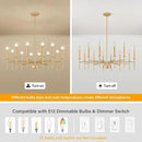 12 Light Gold Chandelier Light Fixture, Modern Farmhouse Chandeliers for Dining Room Light Fixture, Metal Candle Pendant Chandelier for Foyer Entryway Stairs Living Room Bedroom Kitchen by CozyNest Decor