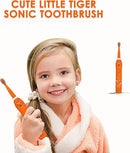 Kids Sonic Electric Toothbrush, Rechargeable Smart Toothbrush for Children Age 3-12, 2 Mins Timer, 6 Modes, 6 Brush Heads, Wall-Mounted Holder by TinyTreasures Baby Boutique