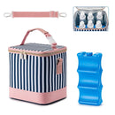 Breastmilk Cooler Bag with Ice Pack Fits 6 Baby Bottles Up to 9 Ounce, Baby Bottle Bag with Shoulder Strap for Nursing Mom Daycare, Straps by TinyTreasures Baby Boutique