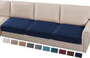 PrinceDeco Velvet Couch Cushion Covers 3 Pieces Velvet Separate Couch Cover Stretch Sofa Slipcover Washable Furniture Protector for Sectional Sofa(Each Width Up to 40", Navy) by CozyNest Decor
