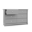 Storkcraft Crescent 6 Drawer Double Dresser (Pebble Gray) – GREENGUARD Gold Certified, Nursery Dresser for Kids Bedroom by TinyTreasures Baby Boutique