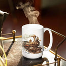 Customized Vintage Locomotive Design Ceramic Cup, Personalized Steampunk Train Coffee Mug 11oz 15oz, Unique Custom Name Mug Gift For Train Enthusiasts, Steam Engine White Mug by CozyNest Decor
