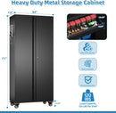 71" H Metal Garage Storage Cabinet with Locking Doors and 2 Adjustable Shelves, Rolling Tool Storage Cabinet with Wheels, Drawer, Pegboard and 16 Hooks for Garage, Warehouse, Black by GreenHaven Gardens