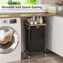Laundry Hampers 1 Section, Laundry Sorter with Removable Shelf and Pull-Out Bags, Clothes Hampers with Wheels Rolling Cart Basket for Laundry Room Bathroom, 50 L (Black) by CozyNest Decor