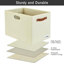 3-Pack Foldable Fabric Storage Bins with Durable PU & Metal Handles , Collapsible Storage Baskets for Shelves, Home Storage, Closet Organizers, Living Room(17"x11.8"x11.8", Beige) by CozyNest Decor