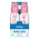 Dr. Brown's Natural Flow Anti-Colic Options+ Narrow Baby Bottle, Pink Floral, 8 oz/250 mL, with Level 1 Slow Flow Nipples, 0m+, 4 Pack by TinyTreasures Baby Boutique