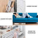 HOMELUX THEORY 2pc Under Bed Storage Containers, Bedroom Under the Bed Drawer Storage Organizer with Bins and Lids, Medium Underbed Clothes Storage Box Ideal for Blanket, Fabric, & Shoes (Ivory) by CozyNest Decor