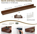 Floating Picture Ledge Shelves 55 Inch Solid Oak Wood Set of 2, Rustic Wall Storage Shelves with Lip, Kids Bookshelf, Photo & Picture Ledge Shelves for Bedroom, Living Room, Kitchen by CozyNest Decor